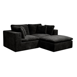 Dexmalle No Assembly Required Corduroy Upholstered Modular Sectional Sofa with Ottoman,Black - 1 of 4