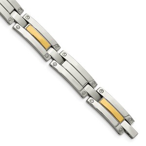 Black Bow Jewelry Men's Stainless Steel and 14k Gold-plated 8.5 Inch Bracelet - 1 of 4
