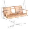 Okak 3-Seater Wooden Porch Swing with Fold-Out Table,Patio Bench Swing with Cup Holders,Outdoor Hanging Chair for Backyard,Garden,Poolside - 2 of 4