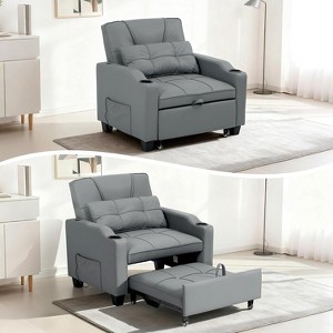 3-in-1 Convertible Sofa Bed Chair£¬Pull-Out Sleeper with Adjustable Backrest, USB Charging Port, Cup Holders & Side Pockets, for Living Room Bedroom - 1 of 4