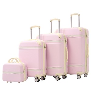 Lyngins 4-Piece Hardside Luggage Set – 20" Carry on Luggage, 24" & 28" Expandable Spinner Suitcases with TSA Lock, Cosmetic Case, 360° Wheels - 1 of 4