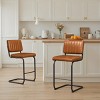 Art Leon Faux Leather Counter Height Barstool with Metal Frame, Set of 2 - 3 of 3
