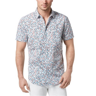 I.N.C International Concepts Mens Infinity Button Up Shirt, White, XX-Large
