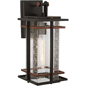 Minka Lavery Industrial Outdoor Wall Light Fixture Black Antique Copper 14 3/4" Clear Seeded Glass for Post Exterior Porch Patio - 1 of 2
