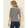 INSPIRE CHIC Women's Elbow Sleeves Boat Slim Fit Casual Stripe Animal Print Multi Floral Pattern T-Shirt - 4 of 4