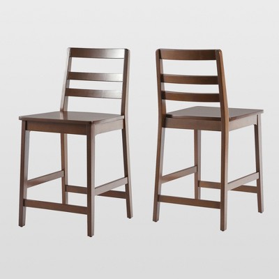 Saracina Home Ladder Back Solid Wood Counter Height Barstool Set
