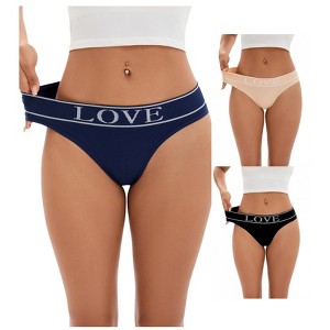 INSPIRE CHIC 3 Packs Women's Mid-Waisted Underwear No Trace Briefs High Elasticity Soft Strech Ladies Panties - 1 of 4