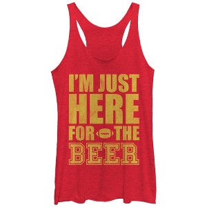 Women's CHIN UP Football Here for the Beer Racerback Tank Top - 1 of 3