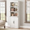 5 Tier Bookcase with Cabinet Doors, Farmhouse Bookshelf 68.7" Tall, Wooden Storage Shelf for Home Office, Living Room, Grey/White/Dark Oak - 2 of 4