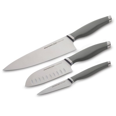 Rachael Ray 3pc Stainless Steel Chef Knife Set Gray