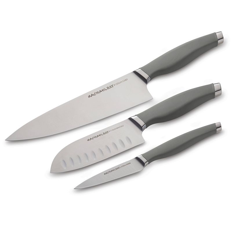 Rachael Ray 3pc Stainless Steel Chef Knife Set Gray, 1 of 7