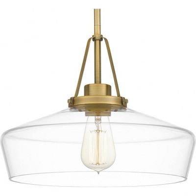 Haven Aged Brass 14" Indoor/Outdoor Clear Glass Bowl Pendant