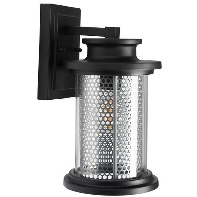 Queren Black Steel Outdoor Wall Sconce Set with Clear Shade