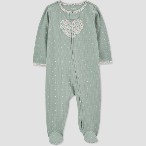 Carter s Just One You Baby Girls Heart Footed Pajama Green