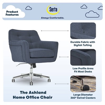 Sanctuary Blue Memory Foam Swivel Home Office Chair with Arms