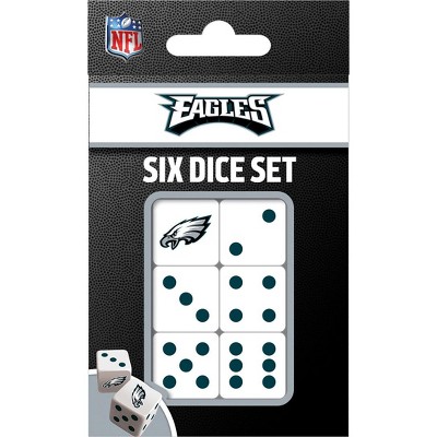 MasterPieces Officially Licensed NFL Philadelphia Eagles - 6 Piece D6 Gaming Dice Set Ages 6 and Up