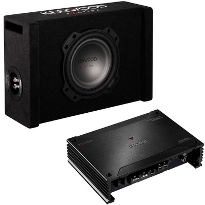 Kenwood P-XW804B 8" Oversized Shallow Subwoofer in a Ported Enclosure with a X502-1 eXcelon 1000W Max Power Class D Mono Amplifier