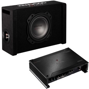 Kenwood P-XW804B 8" Oversized Shallow Subwoofer in a Ported Enclosure with a X502-1 eXcelon 1000W Max Power Class D Mono Amplifier - 1 of 4