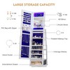 Vlsrka 360° Swivel LED Jewelry Cabinet, Lockable Wavy Mirror Organizer with Rear Shelves and Makeup Tray - 3 of 4