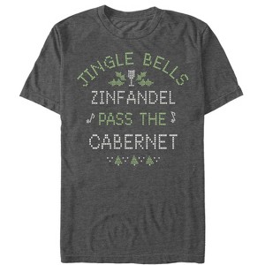 Women's CHIN UP Christmas Wine Song Boyfriend Tee - 1 of 4