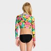 Girls' Long Sleeve Floral Hyberbloom Envy Bikini Set - Cat & Jack™ Black - 4 of 4