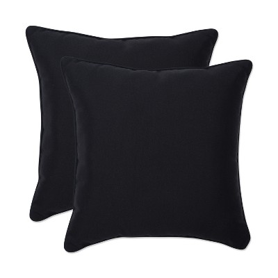 18.5"x18.5" Fresco 2pc Square Outdoor Throw Pillows Black - Pillow Perfect: Weather-Resistant, Non-Woven Fabric
