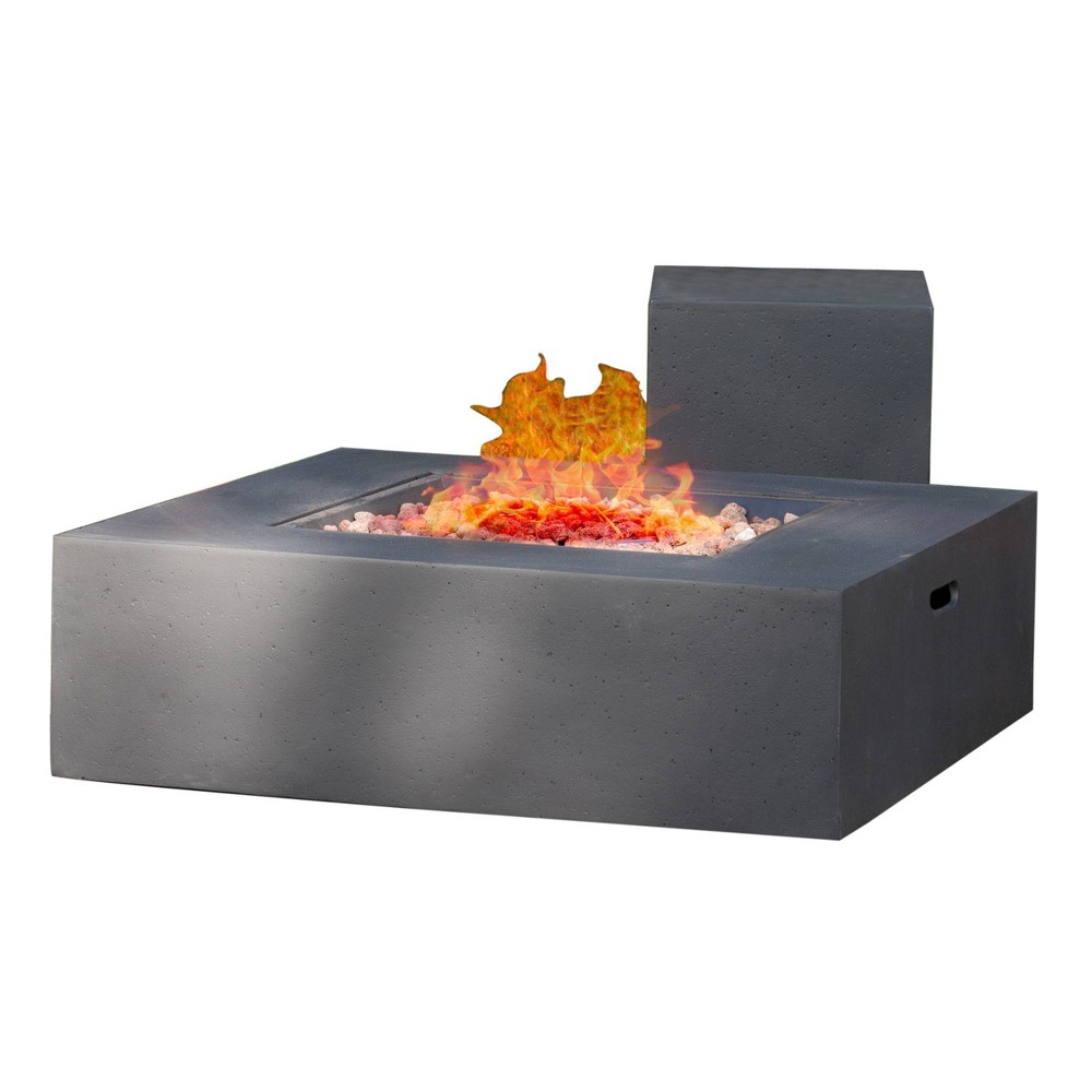 Aidan 40 Magnesium Oxide Gas Fire Pit Table With Tank Holder Square Dark Gray Christopher Knight Home