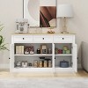 DOMETOUR Farmhouse Wine Cabinet with Drawers & Doors, Adjustable Shelves for Dining Room/Living Room/Kitchen - White - 4 of 4