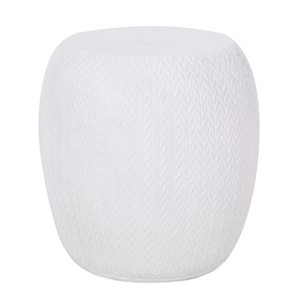 GDFStudio Duso Outdoor Lightweight Concrete Side Table, Antique White - 1 of 4
