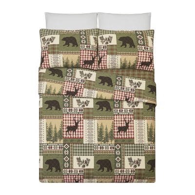 Rustic Twin Black Cotton Reversible Quilt Set