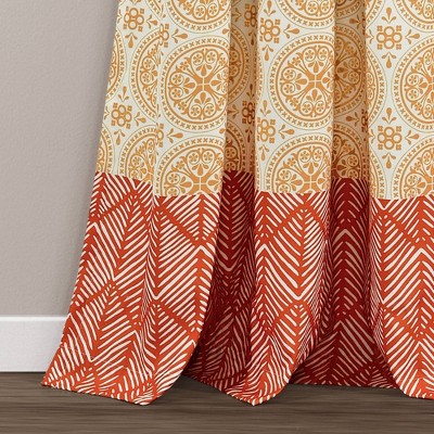Fuchsia and Orange Bohemian Stripe Light-Filtering Curtain Panels