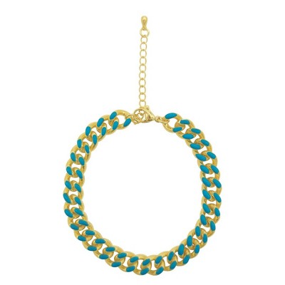 Adornia 14k Gold Plated Enamel Curb Chain (blue) : Target