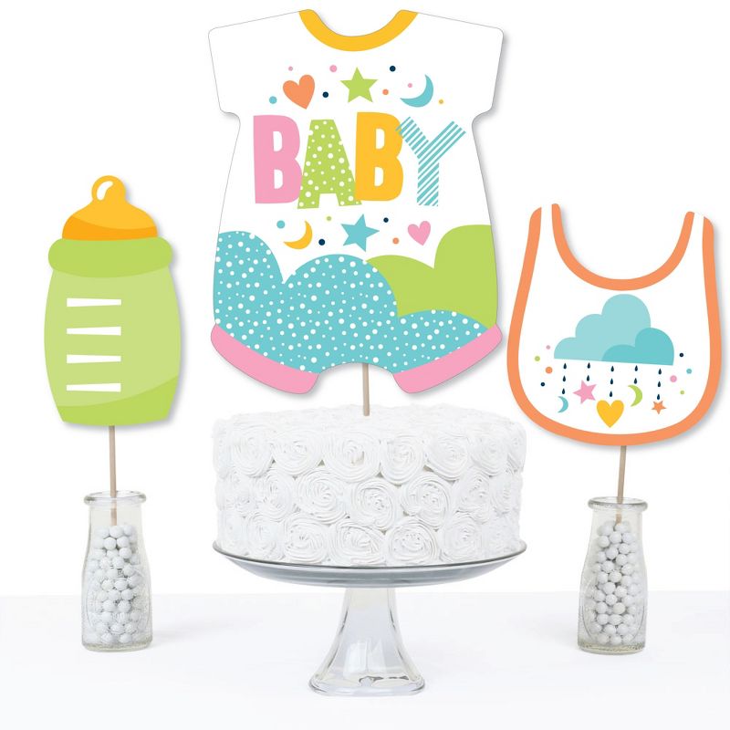 Big Dot of Happiness Colorful Baby Shower - Gender Neutral Party Centerpiece Sticks - Table Toppers - Set of 15, 3 of 8