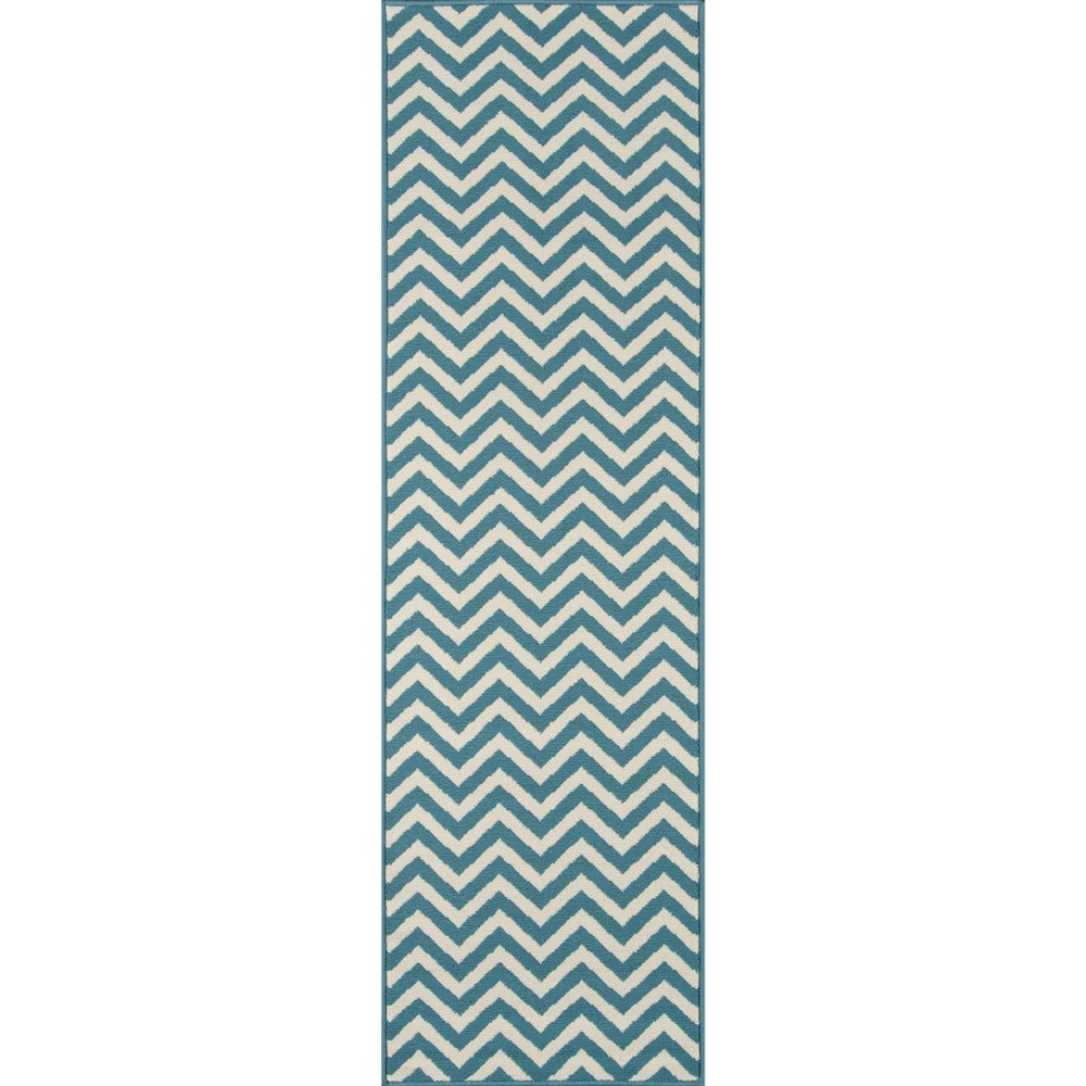 Indoor/Outdoor Chevron Runner - Blue (2'3inx8')