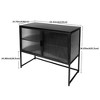 Modern Storage Cabinet with Glass Doors， Metal Frame 2-Tier Freestanding Sideboard Buffet Cabinet for Living Room Kitchen Black - 3 of 4