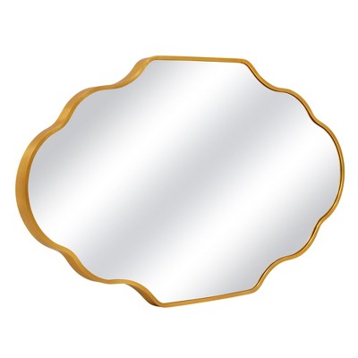 Beautyolove 20 in. W x 36 in. H Scalloped Gold Aluminum Alloy Framed Wall Mirror Irregular Decorative Wall Mirror