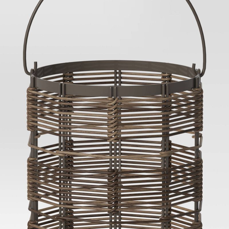 Metal and Wicker Woven Round Battery LED Outdoor Lantern Assorted Grays - Threshold™, 6 of 7