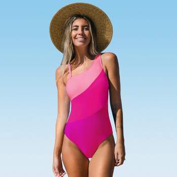 Women's Color Block One Shoulder One Piece Swimsuit - Cupshe