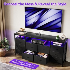 10-Drawer Dresser Chest (Bedroom-Focused) – Built-in Power Outlets & LED Lights, Spacious Organizer for Living Room & Office - 1 of 4