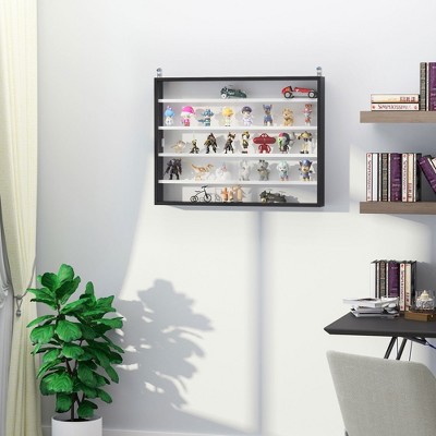 Black and White Wall Mounted Display Cabinet with Adjustable Shelves
