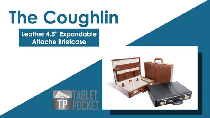 McKlein Coughlin Leather 4.  Expandable Attache Briefcase - Brown, 2 of 9, play video