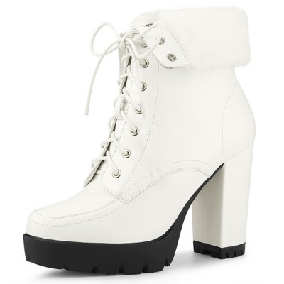 White lace 2025 up boots womens