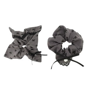 Unique Bargains Elegant Bow Hair Ties for Home Gray 2 Pcs - 1 of 4