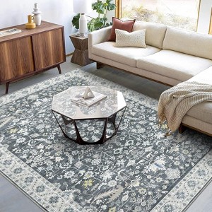 Area Rug - Stain Resistant Low Pile Carpet with Non-Slip Backing, Soft Indoor Rug for Living Room Bedroom Dining Room Office - 1 of 4