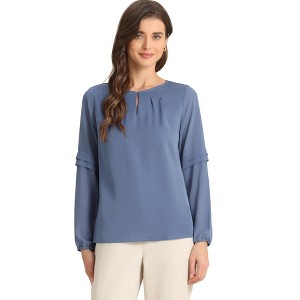 INSPIRE CHIC Women's Chiffon Semi Sheer Keyhole Neck Elegant Work Blouse - 1 of 4