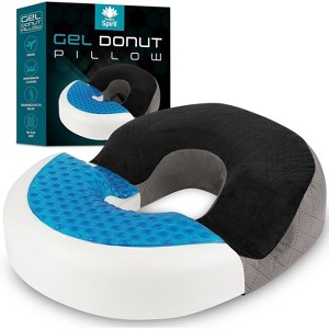 Healthy Spirit Gel Donut Pillow| Lifting Cushion | Donut Cushion for Tailbone, (Grey/Black Velvet) - 1 of 4