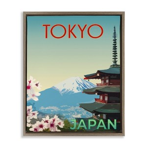 Stupell Industries Vintage Tokyo Scenery Black Framed Floater Canvas Wall Art - 1 of 4
