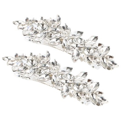 Unique Bargains Women's Rhinestone Hair Barrettes 2 Pcs