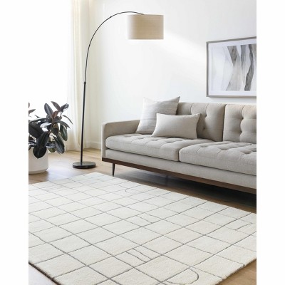 Hauteloom Tanya Pearl White Grid Wool Rug
