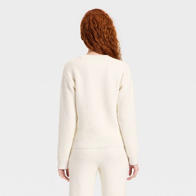 Women's Cozy Alpine Knit Boucl Crewneck Pullover Sweater - Universal Thread' Cream - image 2